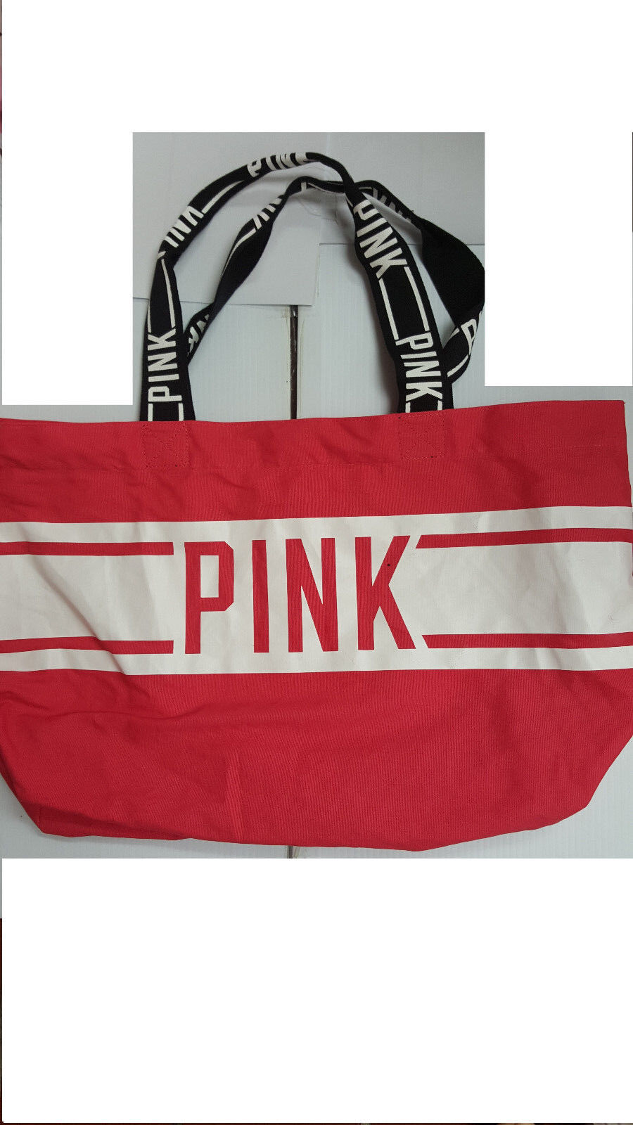 Victoria\'s Secret PINK Double Straps Tote Bag Beach Bag Hot Pink