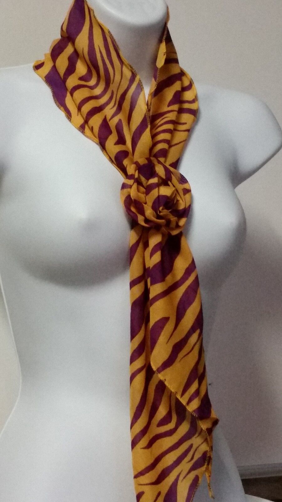 LSU Scarf with Clip - Purple and Gold and Tiger Stripes. GEAUX Tigers