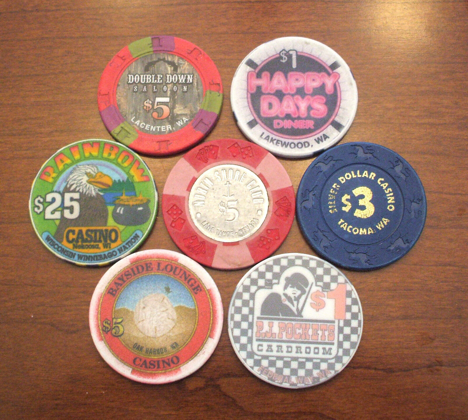 Lot of 7 Old / Obsolete & Vintage Casino Chips  