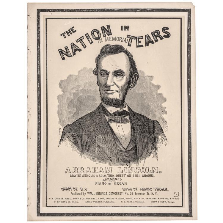 1865 ABRAHAM LINCOLN PORTRAIT SUPERBLY ILLUSTRATED FUNERAL MOURNING S... Lot 232