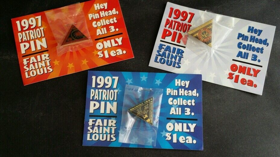 Vintage 1997  Fair St Louis MO Complete set of 3 PATRIOT Commorative Pins