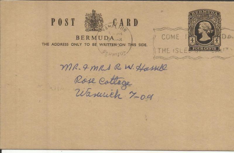 Bermuda QEII-Postal Card, local use HAMILTON 3/MAR/1975