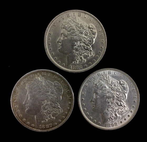 1882-o, 1887-o, 1893 Morgan Silver Dollar Coins Lot 1234