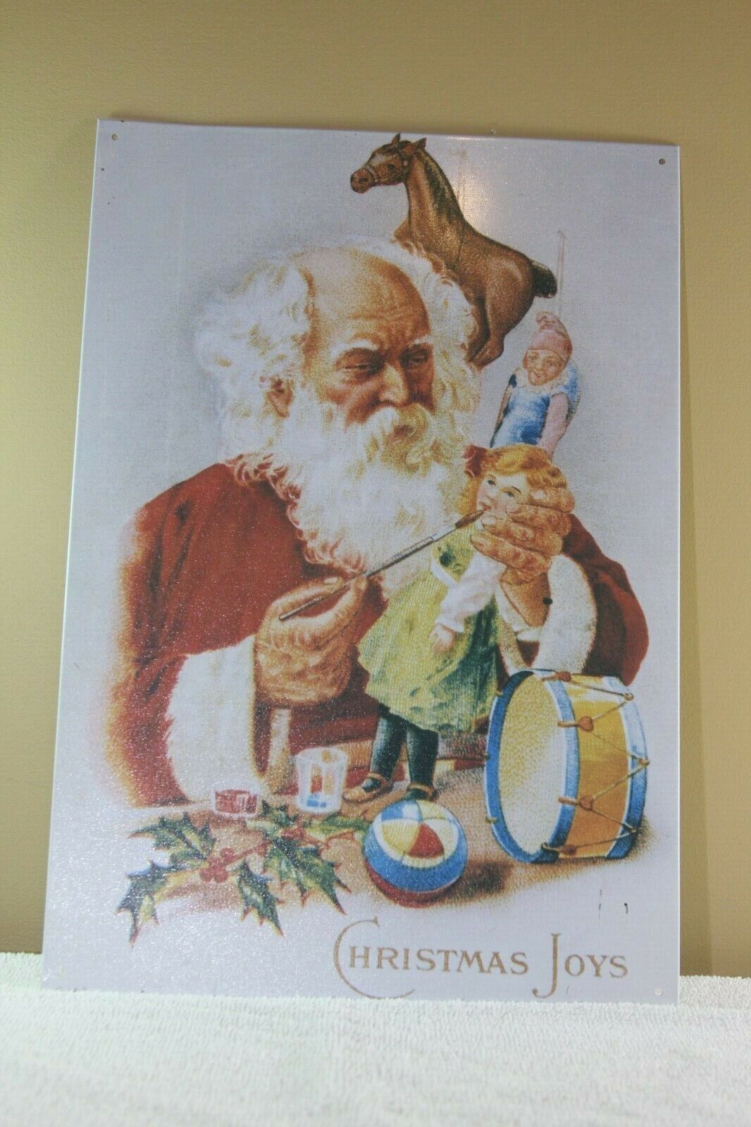 Nostalgic reproduction of vintage CHRISTMAS JOYS SANTA ST NICHOLAS Tin Sign