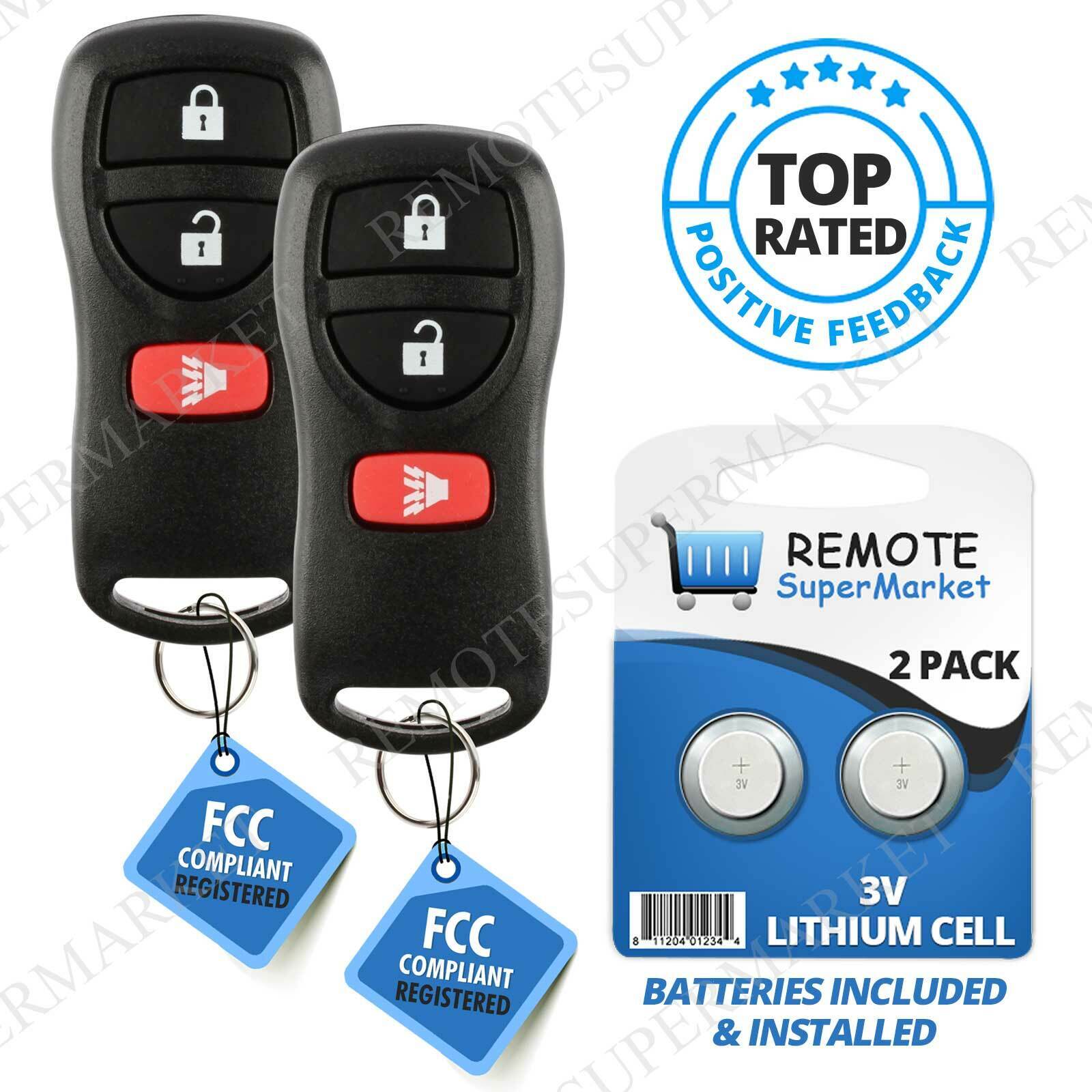 Replacement for Infiniti 02-03 QX4 03-09 FX35 03-08 FX45 Remote Car Key Fob Pair
