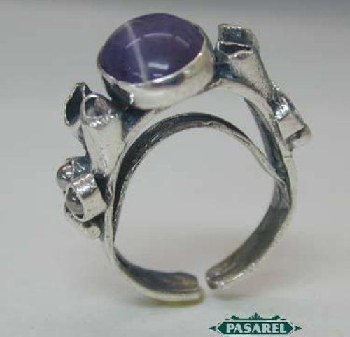 Vintage Sterling Silver Purple Quartz Ring Israel 1970s