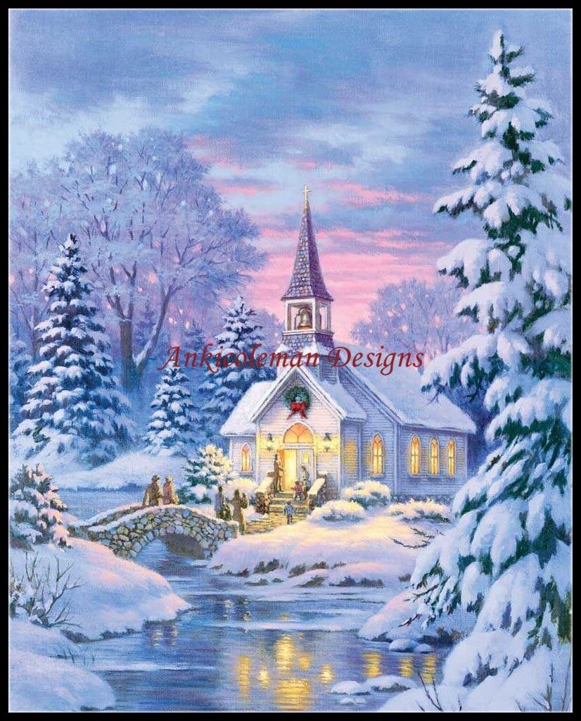 Village Chapel - Chart Counted Cross Stitch Patterns Needlework for embroidery 