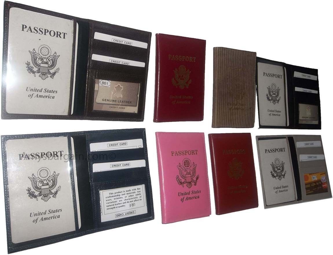 7 New USA Leather passport case 1 each. wallet credit ATM card case ID holder BN