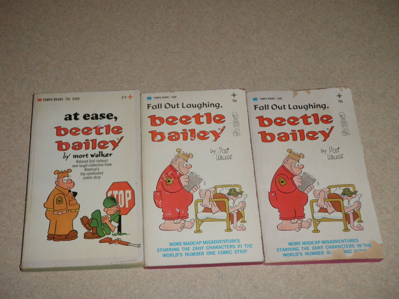 Vintage Beetle Bailey Book #3 1970 At Ease 1969 Fall Out Laughing By Mort Walker