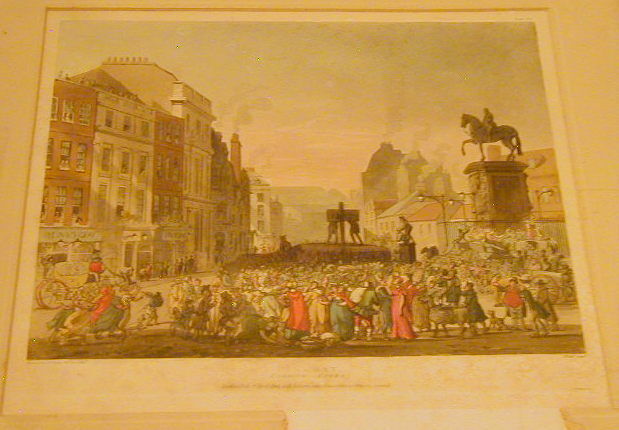 1809 HAND COLORED ETCHNG, PILLORY CHARING CROSS, MICROCOSM OF LONDON, ROWLANDSON