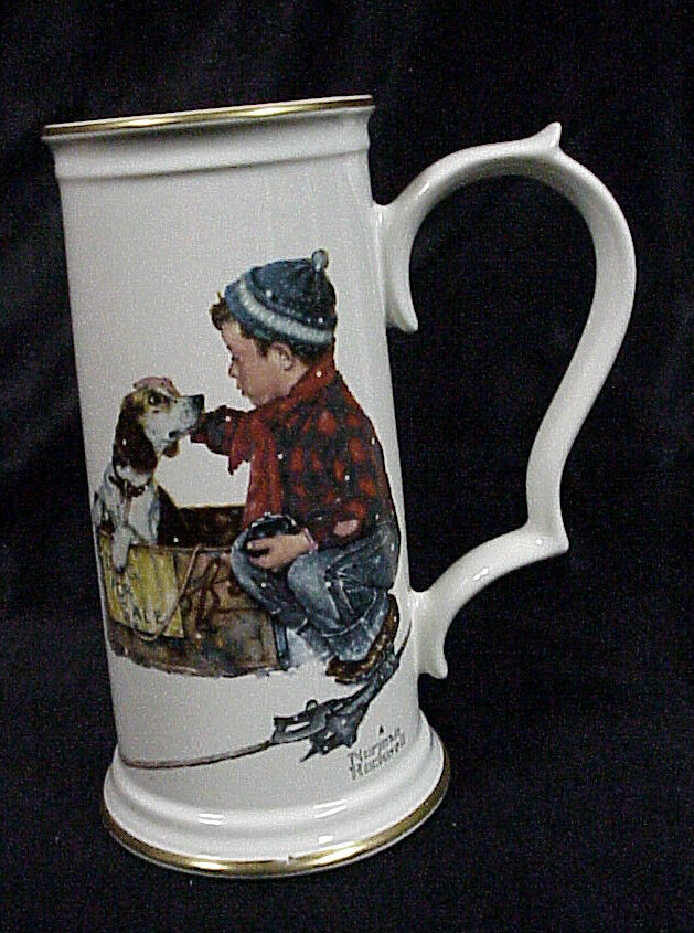 NORMAN ROCKWELL STEIN FOUR SEASONS SERIES 1958 WINTER - BOY MEETS DOG LIMITED ED