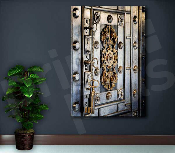 Antique Iron Safe With Keys Art Canvas Poster Print  Wall Decor
