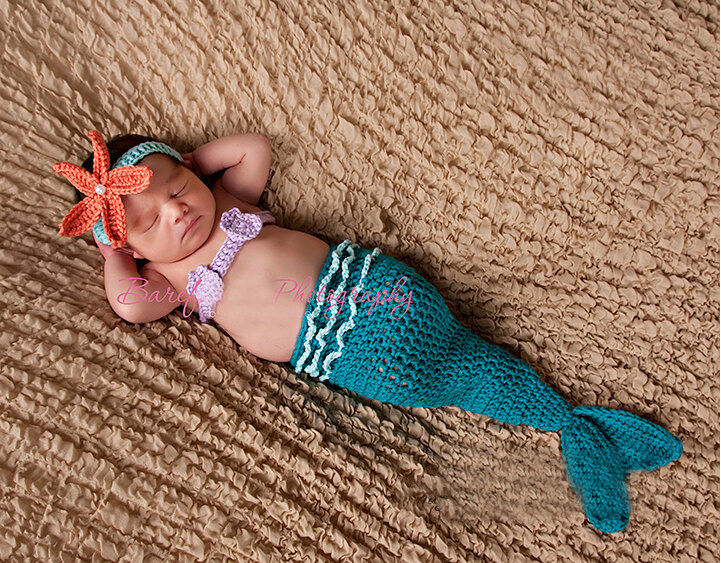 Cute Baby Girl Toddler Infant Mermaid Costume Set Photo Photography Prop 0-6 mon