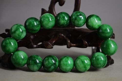 Beautiful Chinese fine green Jade Hand Carved bracele/bracelets 12MM