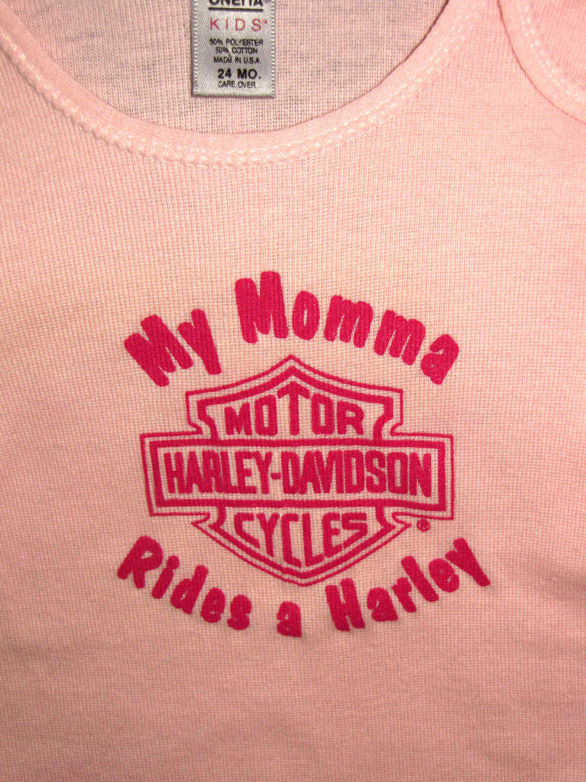 Harley Davidson MY MOMMA RIDES A HARLEY Baby Pink T Shirt 24 Months Milwaukee HD