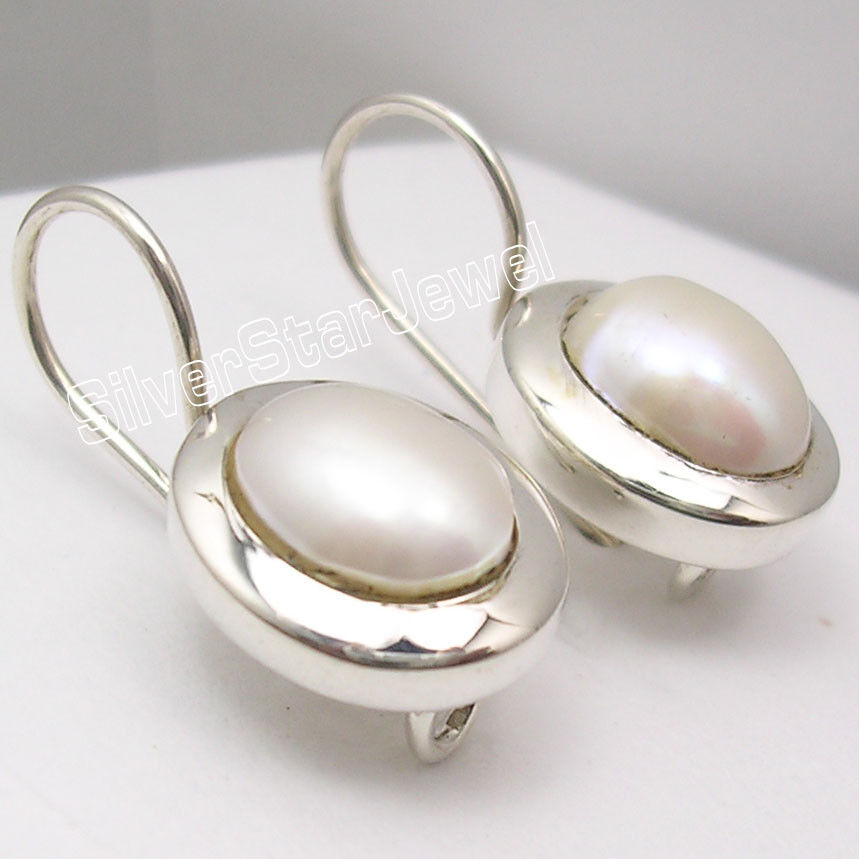 925 Silver Earrings FRESH WATER PEARL & Other 13 Gemstones Variation Available