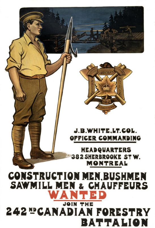 1915 Canadian Forestry Battalion Recruiting Poster #2-Art Print 13\
