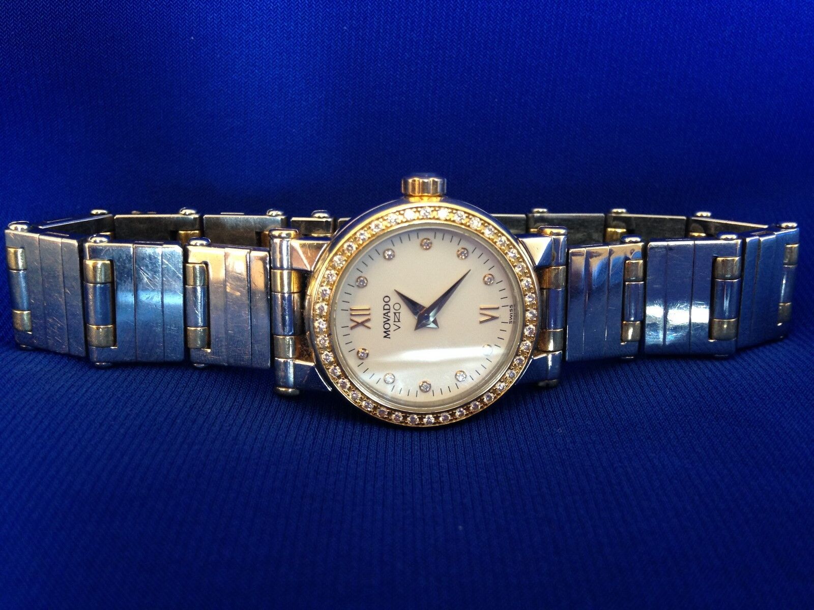 Movado Vizio Ladies Two Tone Stainless Steel & 18Kt Gold Quartz Watch