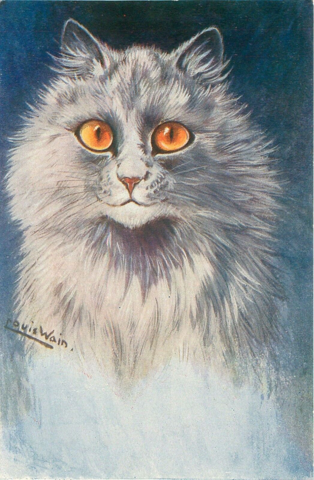 Louis Wain Persian Cat Art Print, Cat Gifts, Cat Art, Cat Decor, 4 x 6\