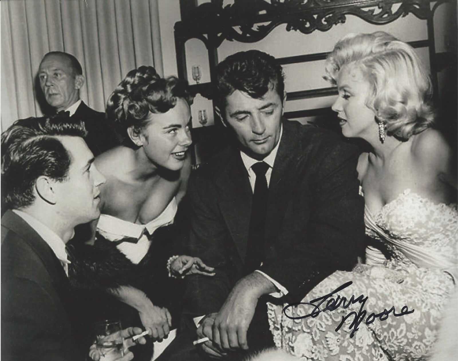 Actress Terry Moore  autographed 8x10 photo with Marilyn Monroe, Rock Hudson **