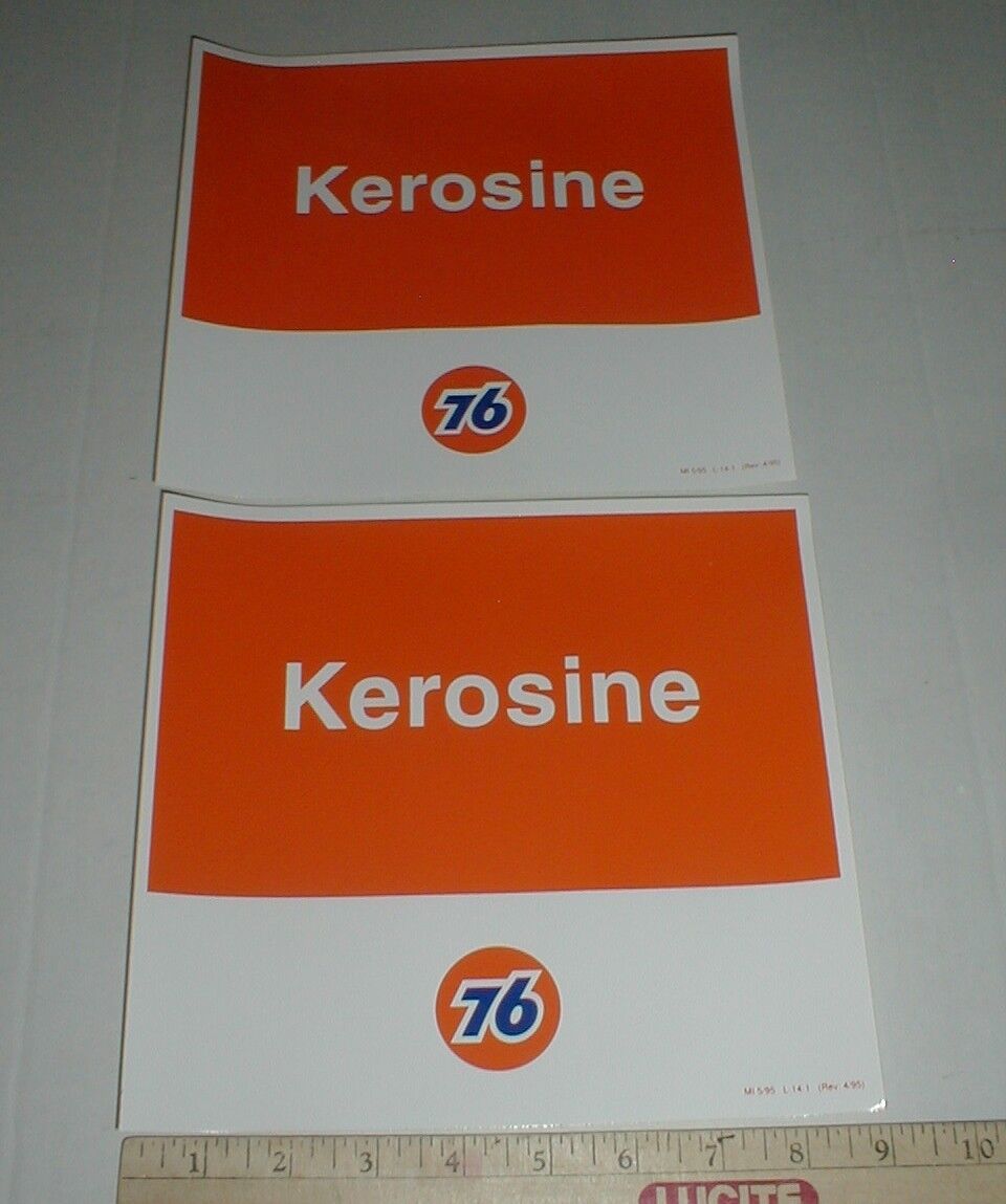 2 Union 76 KEROSINE gas station original vintage tank pump decal stickers 1995