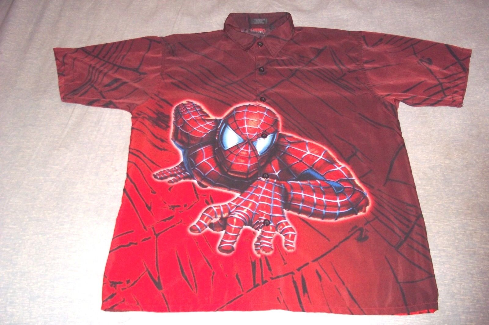 Marvel Comics Spiderman Columbia Pictures Button Down Collar Shirt Womens Large