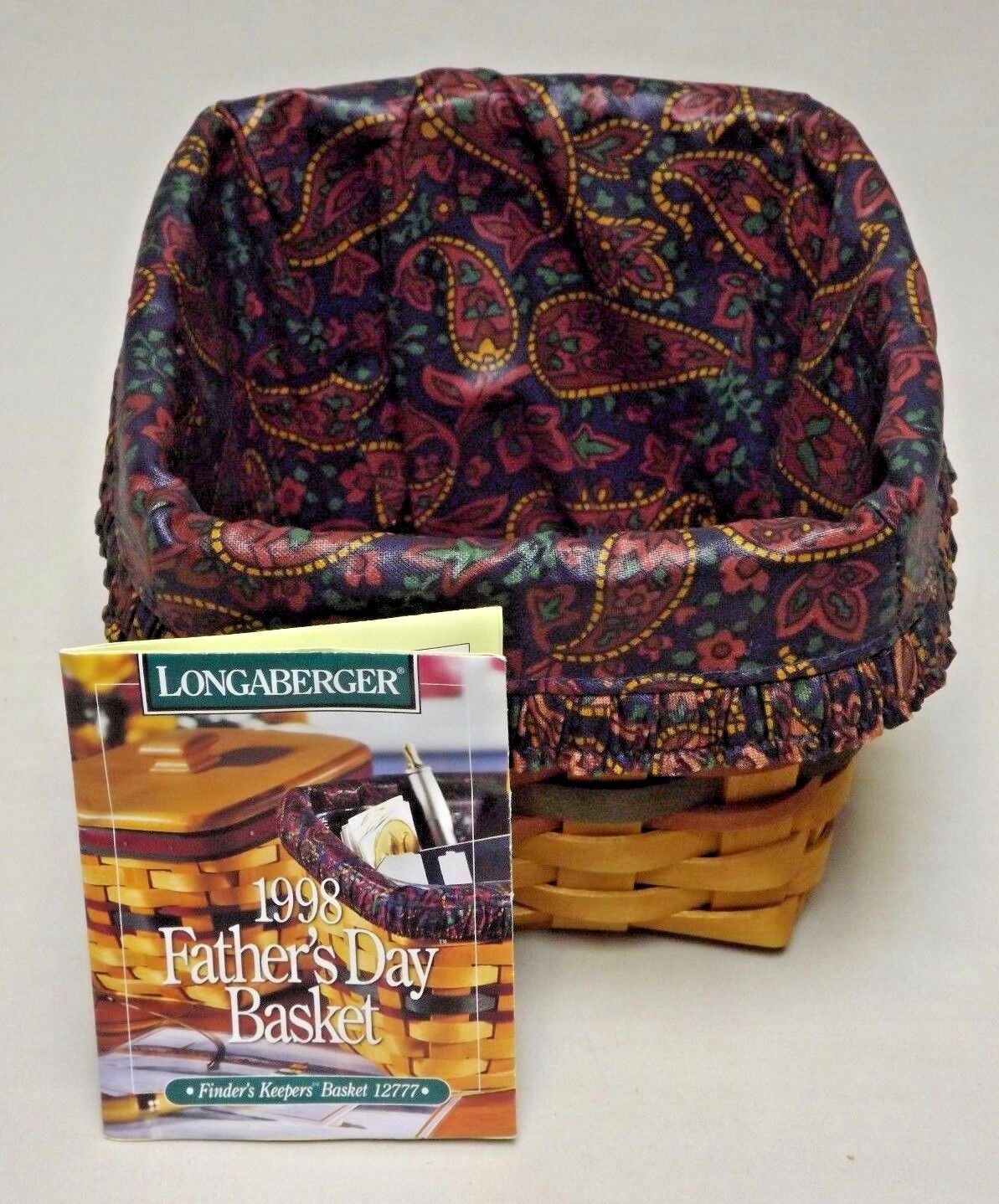 Longaberger 1998 Father\'s Day Finders Keepers Basket with Liner and Certificate