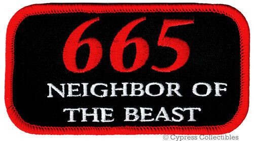 665 NEIGHBOR OF BEAST iron-on PATCH - 666 PARODY DEVIL SATANIC JOKE embroidered