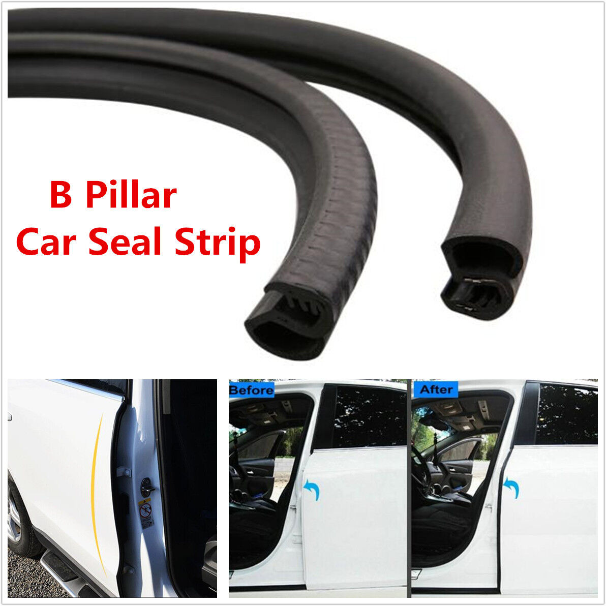 2x 80cm B Pillar Auto Car Door Trim Edge Moulding Rubber Weatherstrip Seal Strip