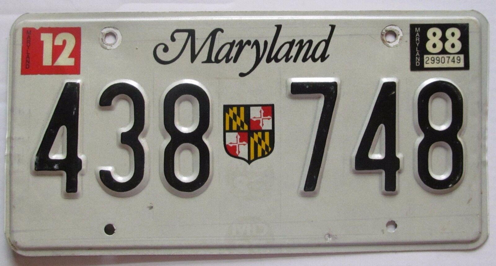 Maryland 1988 License Plate HIGH QUALITY # 438 748