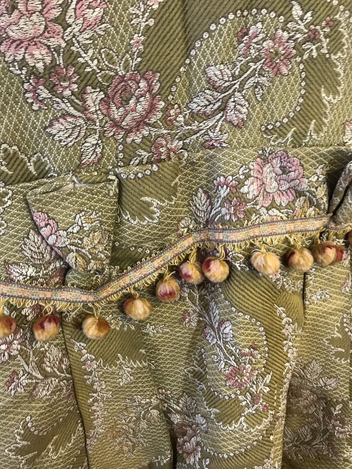 Antique French Chateau Brocade Fabric c1880s Passmentarie timeworn 80”/50” Plus