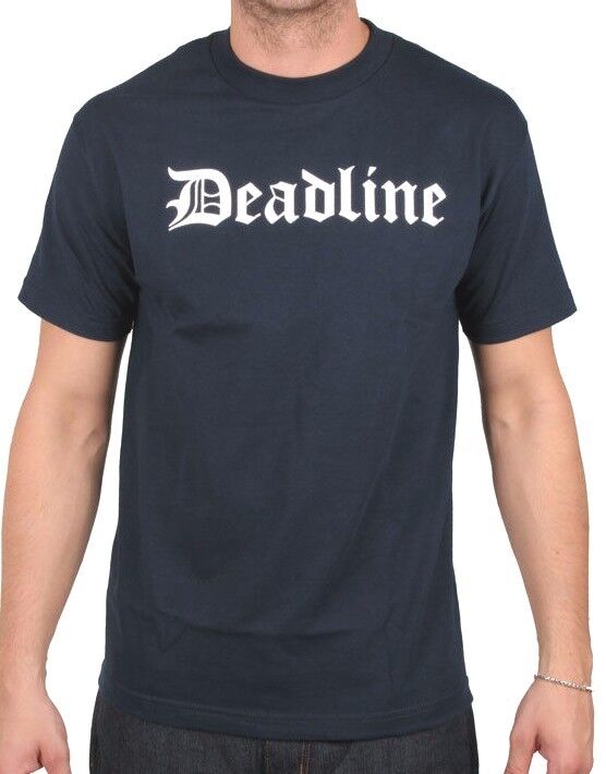 Deadline Mens Navy Blue Ol\' Old English D Letters T-Shirt NWT