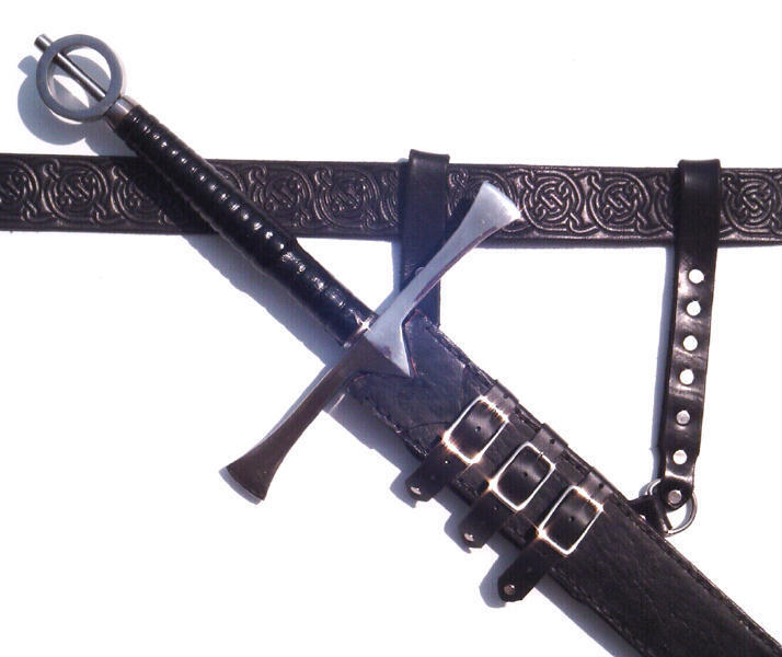 Black Leather Sword Frog SCA LARP armor hanger carrier