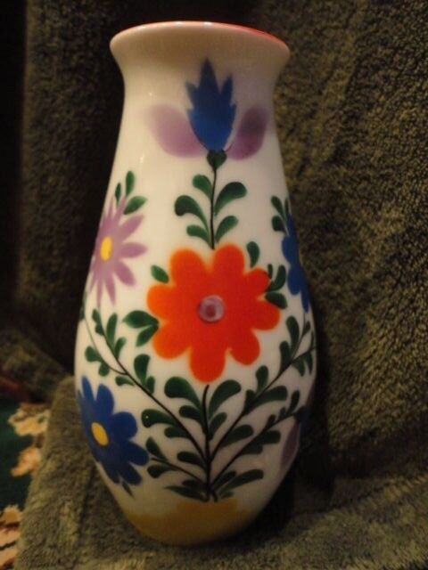 Prov Sace ES Germany vase Hand Painted 6 in Tall Floral Vintage