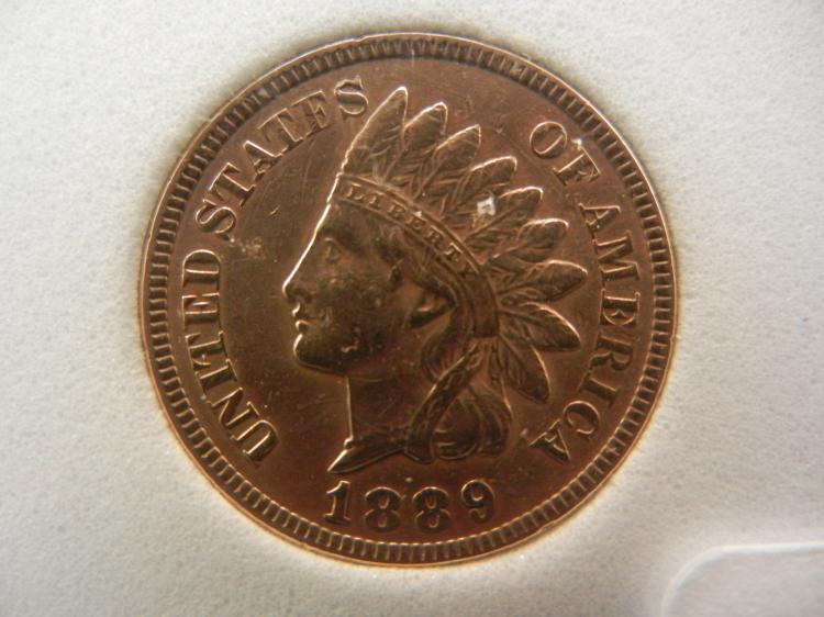 1889 Indian Head Cent MS, 3 Diamonds, Full Liberty, Beads, & Ribbon Lot 13D