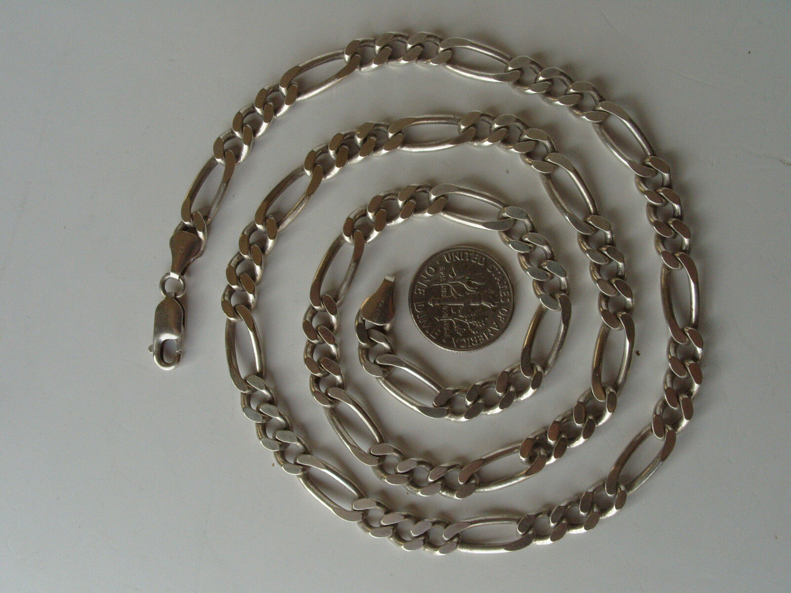 Vintage Italy KA 1772 Sterling Silver Figaro Curb Chain Necklace 22.5 inch 7.5mm