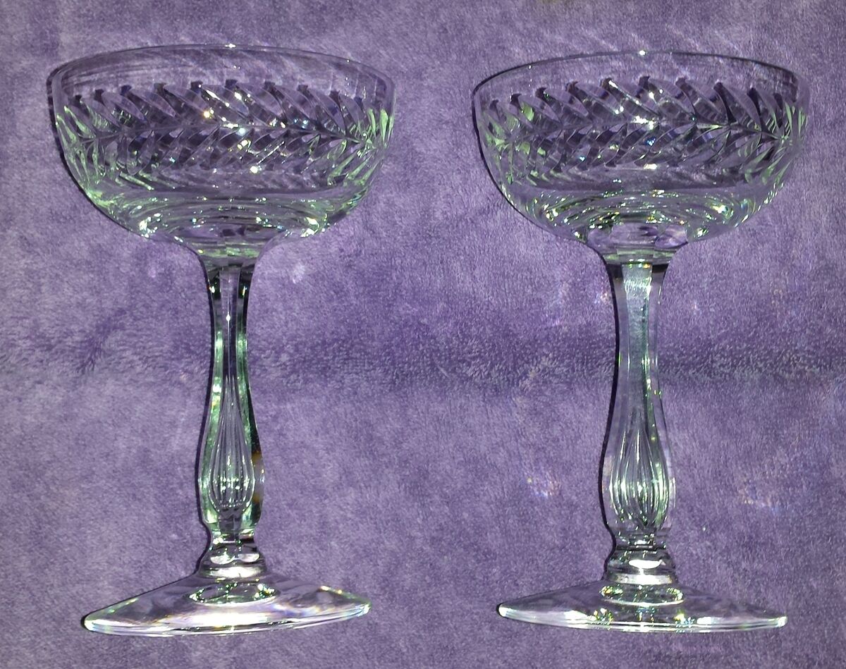 Tiffin ROYALTY Set of 2 CHAMPAGNE TALL SHERBET Teardrop Bubble Stems  EXTRA SETS