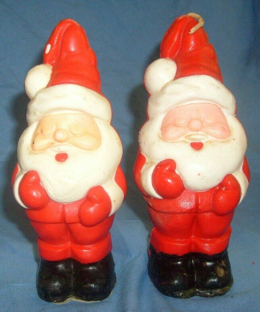 Vintage Pair of Santa Christmas Candles Holiday Decorations | Gurley?