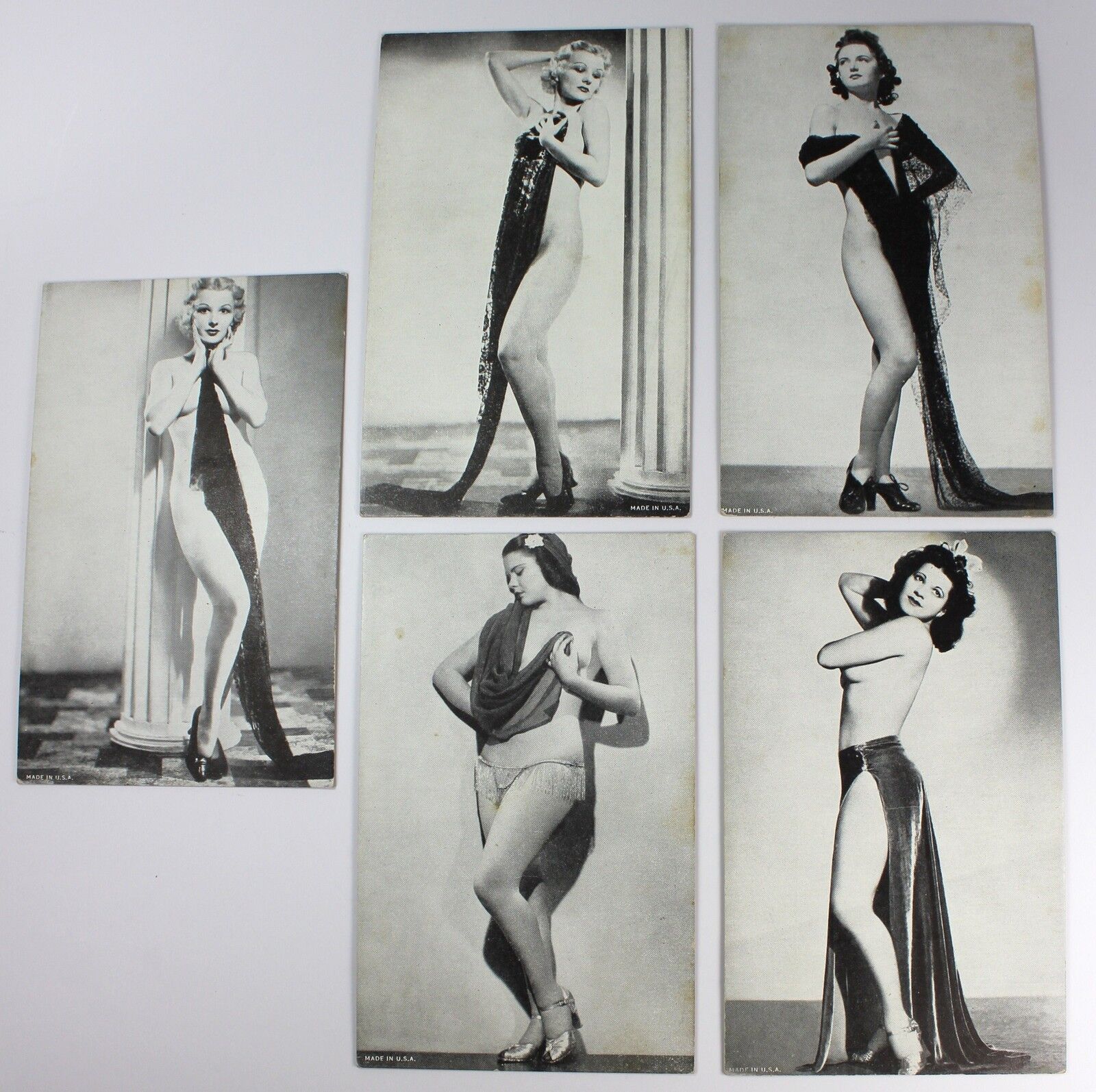 Vintage Risque Semi Nude Black & White Art Cards Made in U.S.A. c 1930s