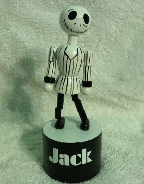 old wood push puppet button toy vintage nightmare before christmas jack rare