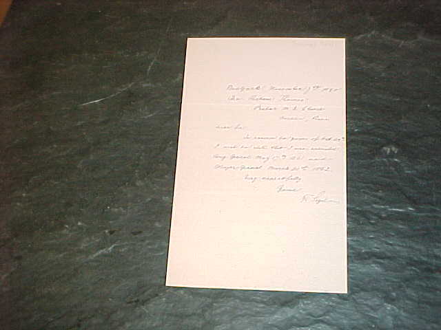 1890 Union General Franz Sigel Autographed Signed Hand Written Letter Civil War 