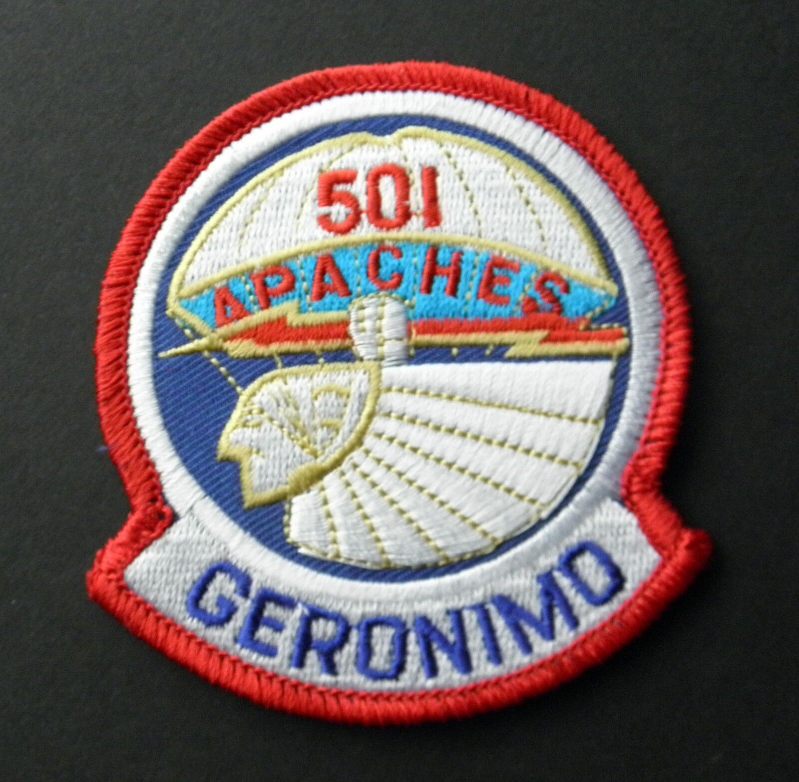 501ST PARACHUTE INFANTRY REGIMENT APACHES GERONIMO EMBROIDERED PATCH 3 INCHES