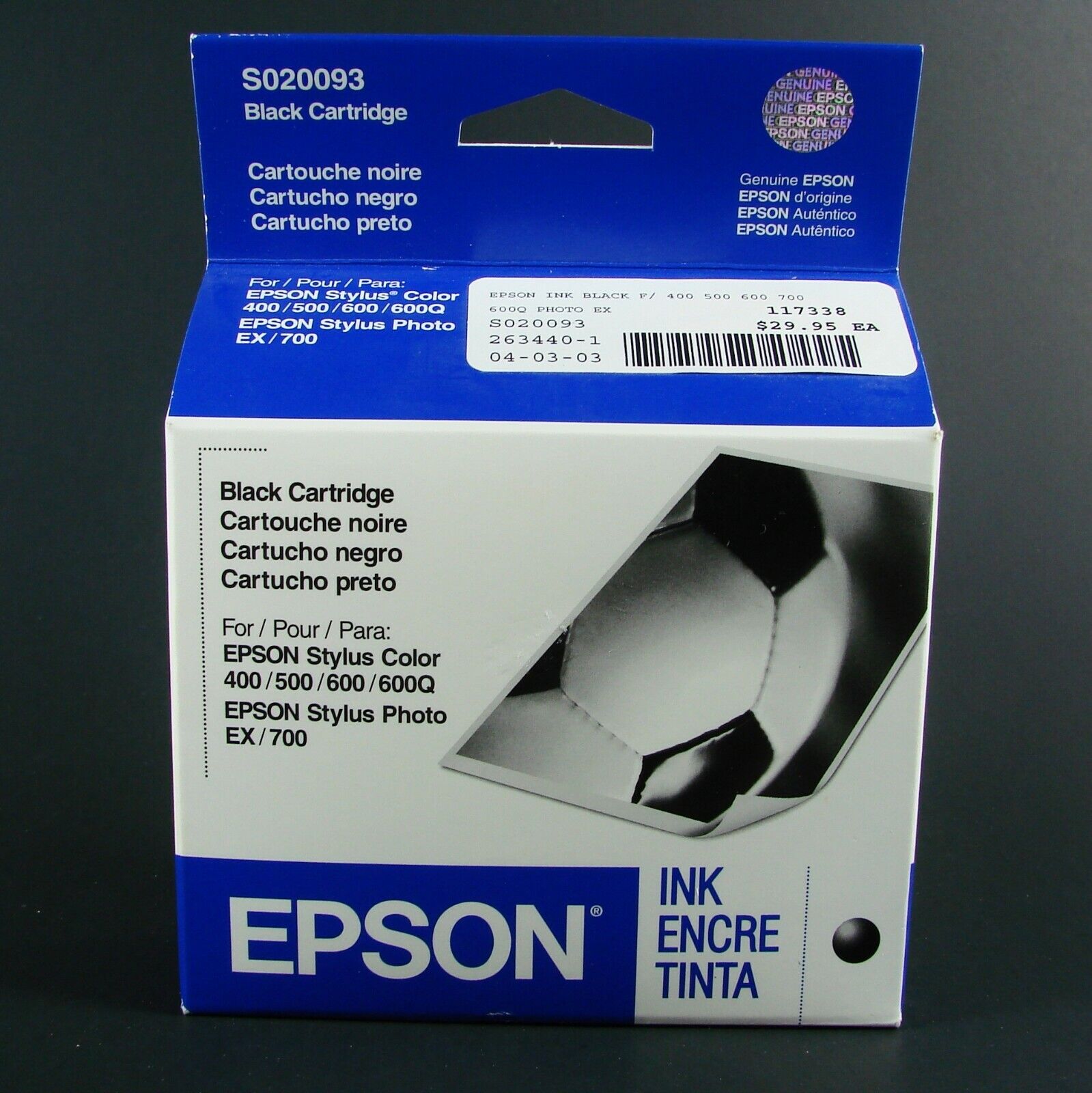 NEW Genuine Epson Stylus Print Cartridge S020093 Black Expired Jan 2006 NIP 