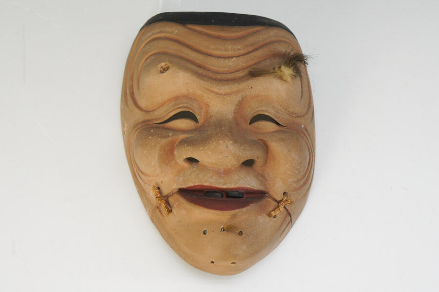 Japan OMEN NOH Mask OKINA Old Man Pottery  695f11