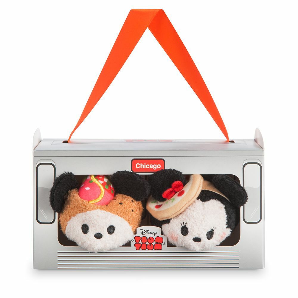Disney Store Mickey & Minnie Mouse Chicago Tsum Tsum 2pc Plush Set Toys 3 1/2\