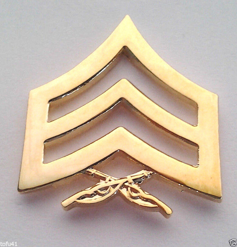 US MARINE CORP RANK E5  SGT GOLD Military Veteran Hat Pin 14886 HO