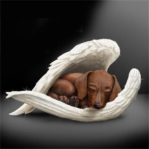 DACSHUND Leave Paw Prints DOG in Angel Wings Figurine NEW