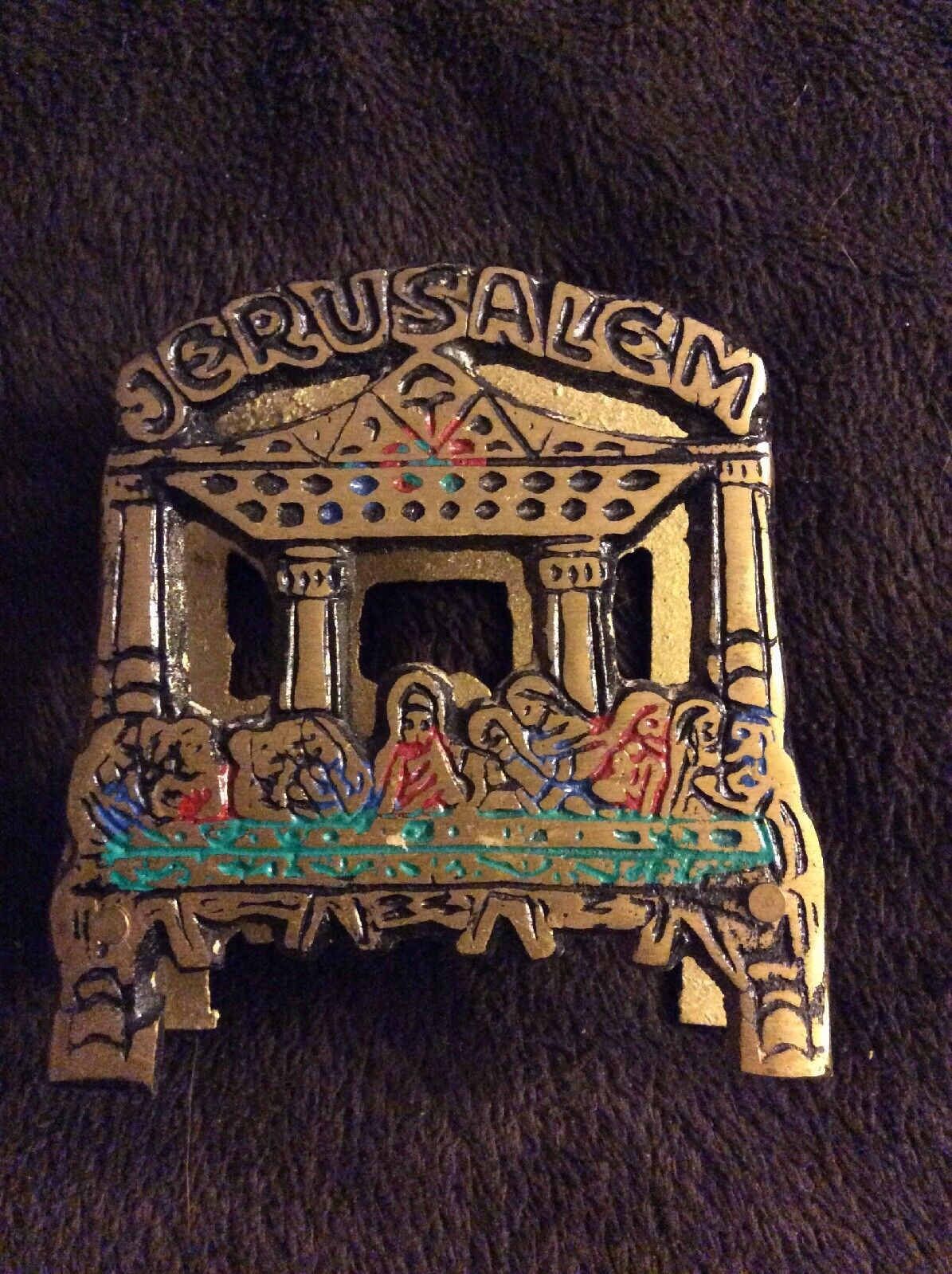 Vintage Brass Jerusalem Souvenir Napkin Holder
