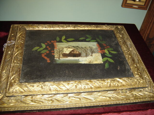 Wall Magazine Holder Gesso Frames with Oil Painting on Tin. 6610