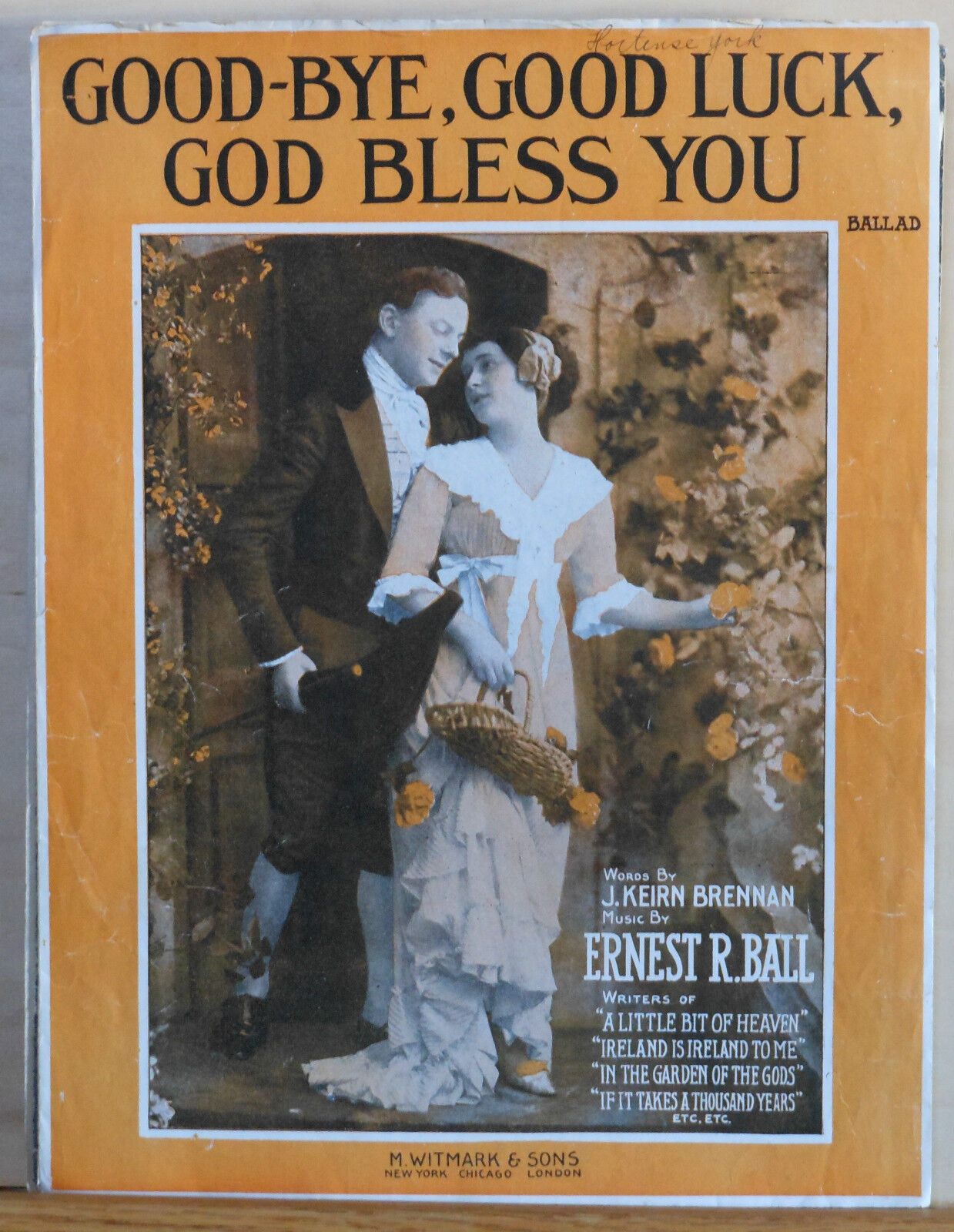Good-bye, Good Luck, God Bless You - ballad, 1916 large sheet music, photo cover